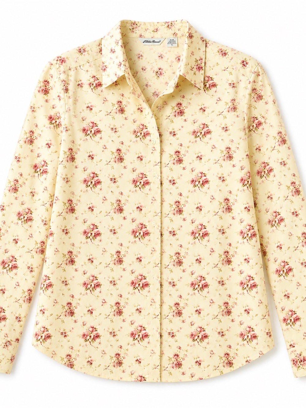 Vintage Look Y2K Butter Yellow‎ Floral Eddie Bauer Corduroy Shirt Size L